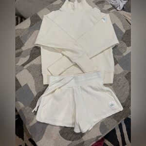 Alo White Waffle Knit Set